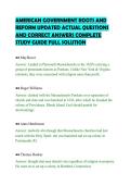 AMERICAN GOVERNMENT ROOTS AND REFORM UPDATED ACTUAL QUESTIONS AND CORRECT ANSWERS COMPLETE STUDY GUIDE FULL SOLUTION&period;pdf&NewLine;&NewLine;