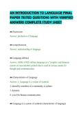 AN INTRODUCTION TO LANGUAGE FINAL&NewLine;PAPER TESTED QUESTIONS WITH VERIFIED&NewLine;ANSWERS COMPLETE STUDY SHEET