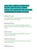 ANALYZING AMERICAN DEMOCRACY&NewLine;POLITICS AND POLITICAL SCIENCE&NewLine;ACTUAL TEST QUESTIONS AND SOLUTIONS&NewLine;COMPREHENSIVE REVIEW PACKAGE&NewLine;