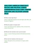 ANALYZING AMERICAN DEMOCRACY&NewLine;POLITICS AND POLITICAL SCIENCE&NewLine;COMPREHENSIVE EXAM SCRIPT VERIFIED&NewLine;QUESTIONS AND SOLUTIONS GRADED&NewLine;APLUS&NewLine;