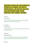 ANATOMY PHYSIOLOGY AND DISEASE AN&NewLine;INTERACTIVE JOURNEY FOR HEALTH&NewLine;PROFESSIONALS 3RD EDITION PRACTICE&NewLine;SOLUTION REVIEW SHEET TESTED&NewLine;QUESTIONS AND CORRECT ANSWERS