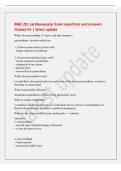 BME 201 cardiovascular Exam questions and answers&NewLine;Graded A&plus; &vert; latest update&NewLine;What's the pericardium&comma; it's layer&comma; and their purpose&quest;&NewLine;pericardium &equals; double-walled sac&NewLine;1&period;&rpar; Fibrous pericardium &lpar;outer wall&rpar;&NewLine;- tough connective membrane&NewLine;2&period;&rpar; Ser
