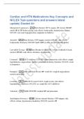 Cardiac and HTN Medications Key Concepts and&NewLine;NCLEX Tips questions and answers latest&NewLine;update&vert; Graded A&plus;&NewLine;Metoprolol &lpar;Lopressor&rpar; - Beta blocker&semi; HTN&comma; angina&comma; HF&semi; lowers HR&sol;BP&semi;&NewLine;check HR & BP before giving&semi; side effects&colon; bradycardia&comma; hypotension&comma; fatigue&semi;