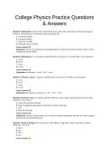Complete Practice Questions & Answers Covering Mechanics&comma; Energy&comma; Thermodynamics&comma; Electricity & Magnetism&comma; and Waves