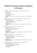 Defensive Driving &ndash; Practice Questions & Answers &ndash; Complete Defensive Driving Test Preparation Material