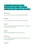 ASTRONOMY UPDATED ACTUAL&NewLine;QUESTIONS AND CORRECT ANSWERS&NewLine;COMPLETE STUDY GUIDE FULL SOLUTION