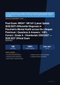 NR 547 Differential Diagnosis Psychiatric-Mental Health Practicum Final Exam Actual 2026&sol;2027 &ndash; 100&percnt; Verified &vert; Detailed Rationales &ndash; Pass Guaranteed &ndash; A&plus; Graded