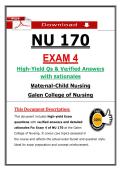 NU 170  &NewLine;EXAṂ 4 &NewLine;High-Yield Qs & Veṛified Answeṛs &NewLine;with Ṛationales  &NewLine;Ṃateṛnal-Child Nuṛsing &NewLine;Galen College of Nuṛsing
