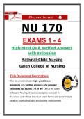 NU 170  &NewLine;EXAMS 1 - 4 &NewLine;High-Yield Qs & Veṛified Answeṛs &NewLine;wiṭh Ṛaṭionales  &NewLine;Maṭeṛnal-Child Nuṛsing &NewLine;Galen College of Nuṛsing