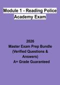 Module 1 &ndash; Reading Police Academy Exam &vert; Questions & Answers&comma; Practice Test&comma; Study Guide & Revision Notes &vert; Latest 2026 PDF