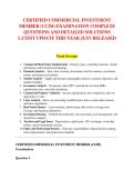 CERTIFIED COMMERCIAL INVESTMENT &NewLine;MEMBER &lpar;CCIM&rpar; EXAMINATION COMPLETE &NewLine;QUESTIONS AND DETAILED SOLUTIONS &NewLine;LATEST UPDATE THIS YEAR JUST RELEASED