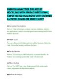BUSINESS ANALYTICS THE ART OF&NewLine;MODELING WITH SPREADSHEETS FINAL&NewLine;PAPER TESTED QUESTIONS WITH VERIFIED&NewLine;ANSWERS COMPLETE STUDY SHEET&NewLine;