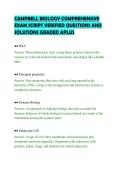CAMPBELL BIOLOGY COMPREHENSIVE&NewLine;EXAM SCRIPT VERIFIED QUESTIONS AND&NewLine;SOLUTIONS GRADED APLUS