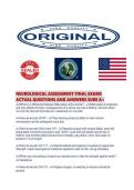 NEUROLOGICAL ASSESSMENT FINAL EXAMS ACTUAL QUESTIONS AND ANSWERS SURE 