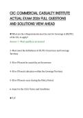 CIC COMMERCIAL CASUALTY INSTITUTE&NewLine;ACTUAL EXAM 2026 FULL QUESTIONS&NewLine;AND SOLUTIONS VIEW AHEAD&NewLine;