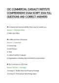 CIC COMMERCIAL CASUALTY INSTITUTE&NewLine;COMPREHENSIVE EXAM SCRIPT 2026 FULL&NewLine;QUESTIONS AND CORRECT ANSWERS&NewLine;