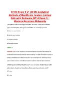 D 514 Exam 3 V1 &vert; D 514 Analytical &NewLine;Methods of Healthcare Leaders &vert; Actual &NewLine;Q&A with Rationale &lpar;D514 Exam 3&rpar; &vert; &NewLine;Western Governors University 