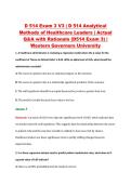 D514 Exam 3 V1&ndash;V3 &vert; D514 Analytical Methods of Healthcare Leaders &vert; Western Governors University &vert; Actual Q&A with Rationale &lpar;D514 Exam 3&rpar;