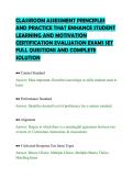 CLASSROOM ASSESSMENT PRINCIPLES&NewLine;AND PRACTICE THAT ENHANCE STUDENT&NewLine;LEARNING AND MOTIVATION&NewLine;CERTIFICATION EVALUATION EXAMS SET&NewLine;FULL QUESTIONS AND COMPLETE&NewLine;SOLUTION&NewLine;