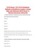 D 514 Exam 1 V2 &vert; D 514 Analytical &NewLine;Methods of Healthcare Leaders &vert; Actual &NewLine;Q&A with Rationale &lpar;D514 Exam 1&rpar; &vert; &NewLine;Western Governors University 