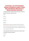 D 514 Exam 1 V3 &vert; D 514 Analytical &NewLine;Methods of Healthcare Leaders &vert; Actual &NewLine;Q&A with Rationale &lpar;D514 Exam 1&rpar; &vert; &NewLine;Western Governors University 