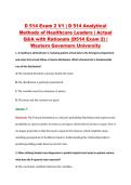 D 514 Exam 2 V1 &vert; D 514 Analytical &NewLine;Methods of Healthcare Leaders &vert; Actual &NewLine;Q&A with Rationale &lpar;D514 Exam 2&rpar; &vert; &NewLine;Western Governors University