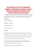 D 514 Exam 2 V3 &vert; D 514 Analytical &NewLine;Methods of Healthcare Leaders &vert; Actual &NewLine;Q&A with Rationale &lpar;D514 Exam 2&rpar; &vert; &NewLine;Western Governors University