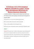 D 514 Exam 4 V2 &vert; D 514 Analytical &NewLine;Methods of Healthcare Leaders &vert; Actual &NewLine;Q&A with Rationale &lpar;D514 Exam 4&rpar; &vert; &NewLine;Western Governors University
