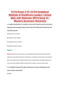 D 514 Exam 4 V3 &vert; D 514 Analytical &NewLine;Methods of Healthcare Leaders &vert; Actual &NewLine;Q&A with Rationale &lpar;D514 Exam 4&rpar; &vert; &NewLine;Western Governors University 