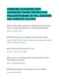 COMPUTER ACCOUNTING WITH QUICKBOOKS ONLINE CERTIFICATION EVALUATION EXAMS SET FULL QUESTIONS AND COMPLETE SOLUTION&period;pdf&NewLine;&NewLine;