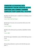 COMPUTER ACCOUNTING WITH&NewLine;QUICKBOOKS ONLINE UPDATED ACTUAL&NewLine;QUESTIONS AND CORRECT ANSWERS&NewLine;COMPLETE STUDY GUIDE FULL SOLUTION&NewLine;