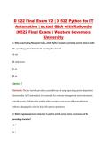 D 522 Final Exam V2 &vert; D 522 Python for IT &NewLine;Automation &vert; Actual Q&A with Rationale &NewLine;&lpar;D522 Final Exam&rpar; &vert; Western Governors &NewLine;University 