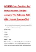 PCB3043 Exam Questions And &NewLine;Correct Answers &lpar;Verified &NewLine;Answers&rpar; Plus Rationale 2027 &NewLine;Q&A&vert; Instant Download Pdf 