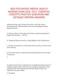HESI PSYCHIATRIC MENTAL HEALTH NURSING EXAM 2026 -2027  ESSENTIAL CONCEPTS PRACTICE QUESTIONS AND DETAILED VERIFIED ANSWERS