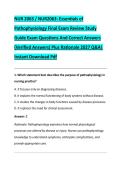 NUR 2063 &sol; NUR2063&colon; Essentials of &NewLine;Pathophysiology Final Exam Review Study &NewLine;Guide Exam Questions And Correct Answers &NewLine;&lpar;Verified Answers&rpar; Plus Rationale 2027 Q&A&vert; &NewLine;Instant Download Pdf 
