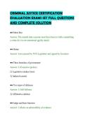 CRIMINAL JUSTICE CERTIFICATION&NewLine;EVALUATION EXAMS SET FULL QUESTIONS&NewLine;AND COMPLETE SOLUTION
