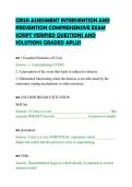 CRISIS ASSESSMENT INTERVENTION AND&NewLine;PREVENTION COMPREHENSIVE EXAM&NewLine;SCRIPT VERIFIED QUESTIONS AND&NewLine;SOLUTIONS GRADED APLUS
