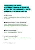 DATABASE SYSTEMS DESIGN&NewLine;IMPLEMENTATION AND MANAGEMENT&NewLine;ACTUAL TEST QUESTIONS AND SOLUTIONS&NewLine;COMPREHENSIVE REVIEW PACKAGE