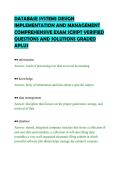 DATABASE SYSTEMS DESIGN&NewLine;IMPLEMENTATION AND MANAGEMENT&NewLine;COMPREHENSIVE EXAM SCRIPT VERIFIED&NewLine;QUESTIONS AND SOLUTIONS GRADED&NewLine;APLUS&NewLine;