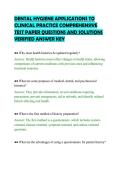DENTAL HYGIENE APPLICATIONS TO CLINICAL PRACTICE COMPREHENSIVE TEST PAPER QUESTIONS AND SOLUTIONS VERIFIED ANSWER KEY&period;pdf&NewLine;&NewLine;