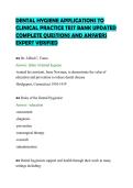 DENTAL HYGIENE APPLICATIONS TO CLINICAL PRACTICE TEST BANK UPDATED COMPLETE QUESTIONS AND ANSWERS EXPERT VERIFIED&period;pdf&NewLine;&NewLine;