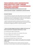 TEXAS NURSING HOME ADMINISTRATOR EXAM 2026 STUDY GUIDE &vert; VERIFIED QUESTIONS & ANSWERS &vert; COMPREHENSIVE LICENSURE EXAM PREP