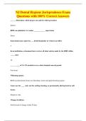 NJ Dental Hygiene Jurisprudence Exam&NewLine;Questions with 100&percnt; Correct Answers