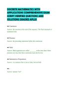 DISCRETE MATHEMATICS WITH&NewLine;APPLICATIONS COMPREHENSIVE EXAM&NewLine;SCRIPT VERIFIED QUESTIONS AND&NewLine;SOLUTIONS GRADED APLUS&NewLine;