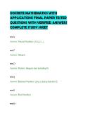 DISCRETE MATHEMATICS WITH&NewLine;APPLICATIONS FINAL PAPER TESTED&NewLine;QUESTIONS WITH VERIFIED ANSWERS&NewLine;COMPLETE STUDY SHEET
