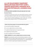 LA 4-50 SOLAR ENERGY EQUIPMENT INSTALLER EXAM 2026 STUDY GUIDE &vert; VERIFIED QUESTIONS & ANSWERS WITH DETAILED RATIONALES &vert; LICENSING EXAM PREP