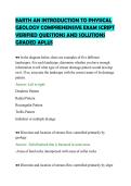EARTH AN INTRODUCTION TO PHYSICAL&NewLine;GEOLOGY COMPREHENSIVE EXAM SCRIPT&NewLine;VERIFIED QUESTIONS AND SOLUTIONS&NewLine;GRADED APLUS&NewLine;