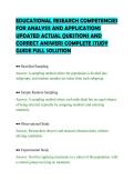 EDUCATIONAL RESEARCH COMPETENCIES&NewLine;FOR ANALYSIS AND APPLICATIONS&NewLine;UPDATED ACTUAL QUESTIONS AND&NewLine;CORRECT ANSWERS COMPLETE STUDY&NewLine;GUIDE FULL SOLUTION&NewLine;