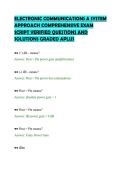 ELECTRONIC COMMUNICATIONS A SYSTEM&NewLine;APPROACH COMPREHENSIVE EXAM&NewLine;SCRIPT VERIFIED QUESTIONS AND&NewLine;SOLUTIONS GRADED APLUS&NewLine;
