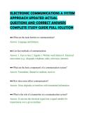 ELECTRONIC COMMUNICATIONS A SYSTEM&NewLine;APPROACH UPDATED ACTUAL&NewLine;QUESTIONS AND CORRECT ANSWERS&NewLine;COMPLETE STUDY GUIDE FULL SOLUTION